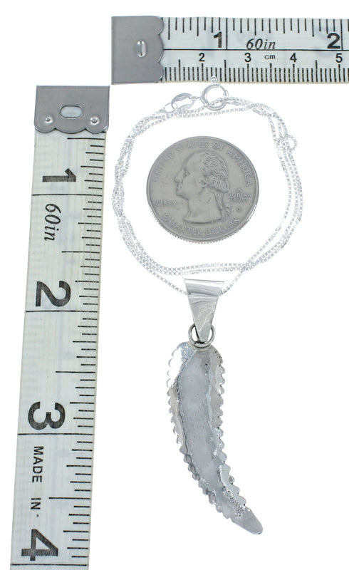 Sterling Silver Leaf Navajo Pendant 16" Box Italian Chain Necklace Set X10676